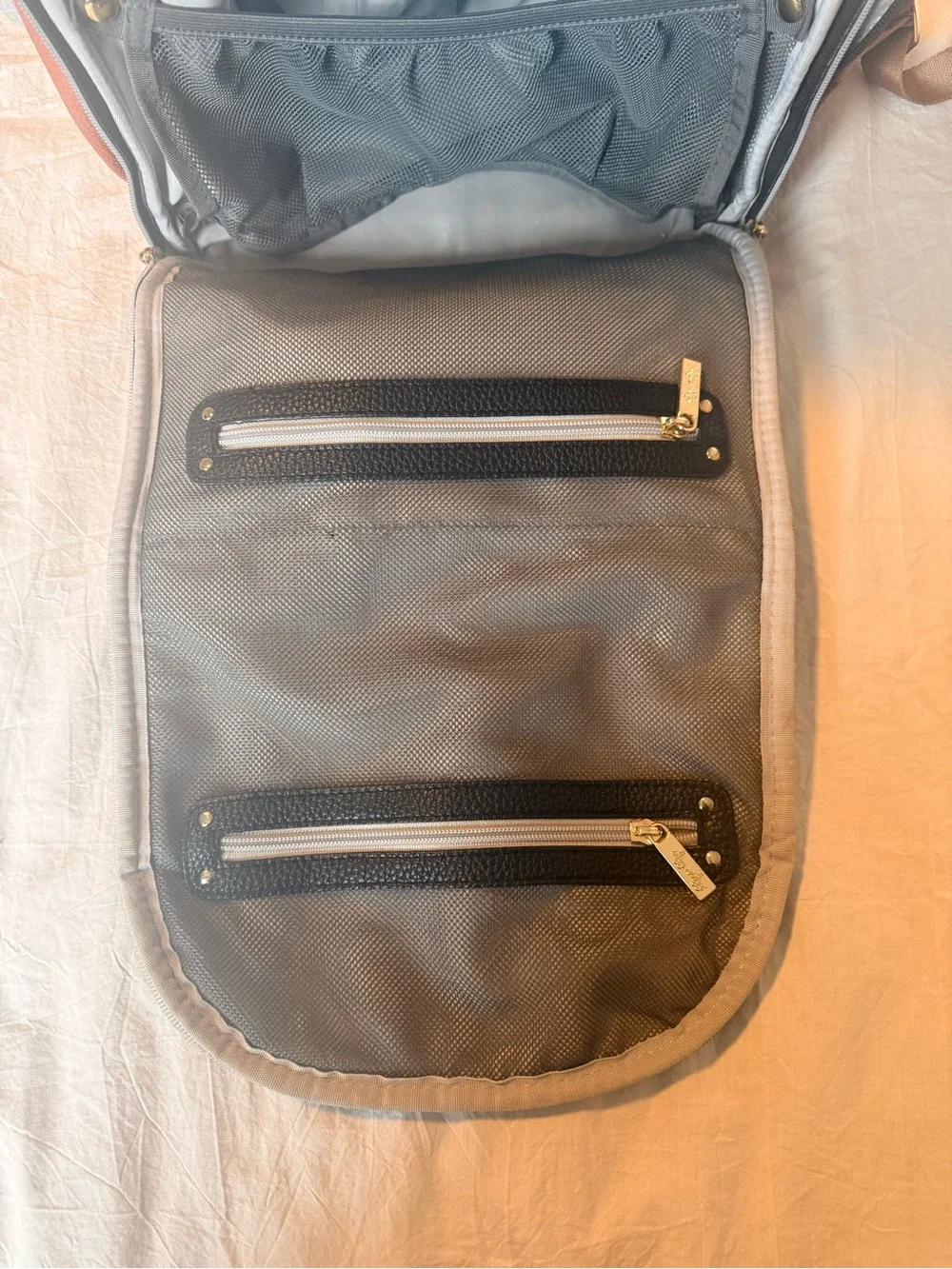 Itzy Ritzy Herringbone Backpack with Brown & White Accents